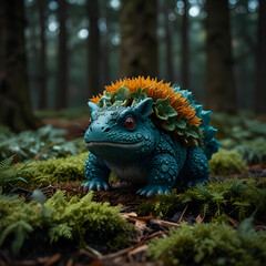 Fototapeta premium A realistic venus creature in a forest of trees Ai generated art
