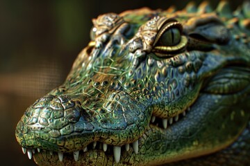 Obraz premium Detailed view of a crocodile statue, perfect for educational materials or travel blogs