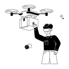 Check out linear mini illustration of drone delivery 