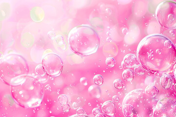 Pink bubbles in water with bokeh light effects, creating a dreamy abstract background