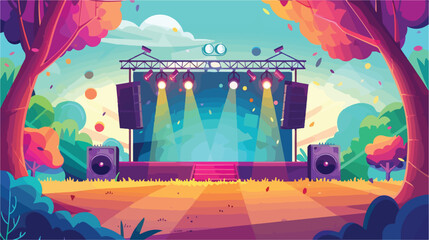 Outdoor music concert stage. Park festival open air style