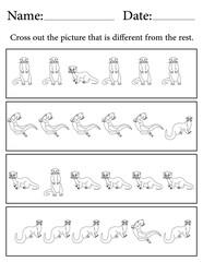 Otter Puzzle. Printable Activity Page for Kids. Educational Resources for School for Kids. Kids Activity Worksheet. Find the Different Object