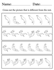 Otter Puzzle. Printable Activity Page for Kids. Educational Resources for School for Kids. Kids Activity Worksheet. Find the Different Object