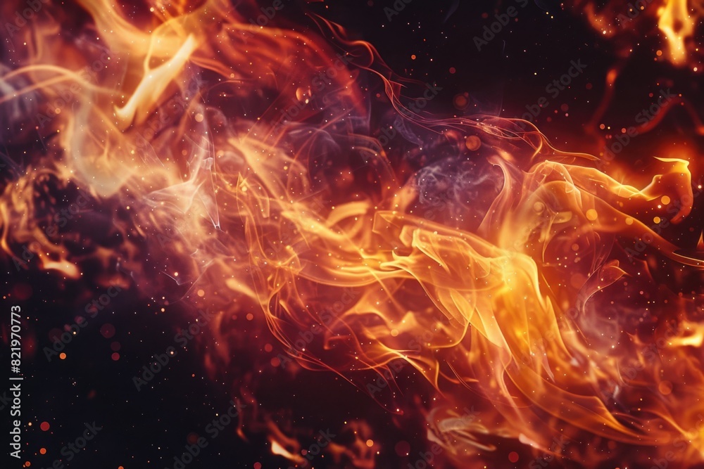 Poster Intense flames in a dramatic close-up shot. Perfect for adding heat to your design projects