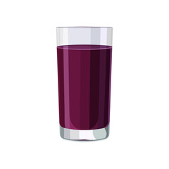 Full glass of pink purple juice. Isolated vector summer drink for flat design