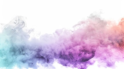 Fog and mist effect with colorful smoke steam isolated on a transparent background.