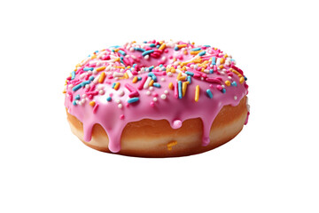 Flying Delicious Donuts With Sprinkles Isolated on Transparent Background, PNG, Cut Out.