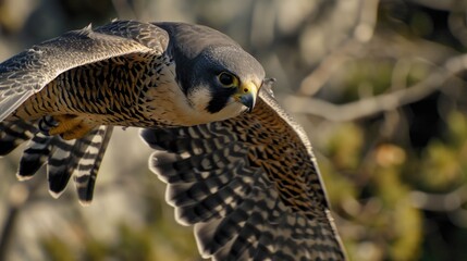 Close up shot of a bird of prey flying, suitable for various design projects.