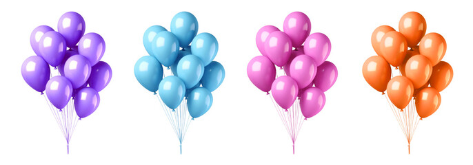 Pastel color balloon bunch png element set on transparent background
