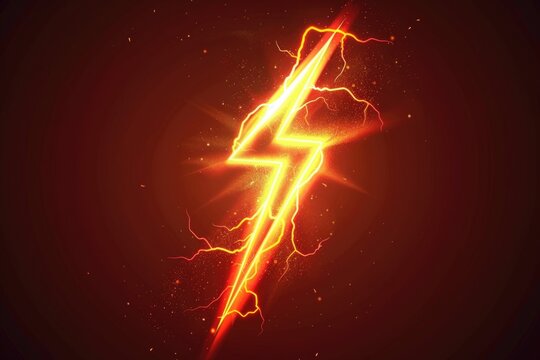 A striking image of a glowing lightning bolt against a dark background. Ideal for adding a dramatic touch to designs