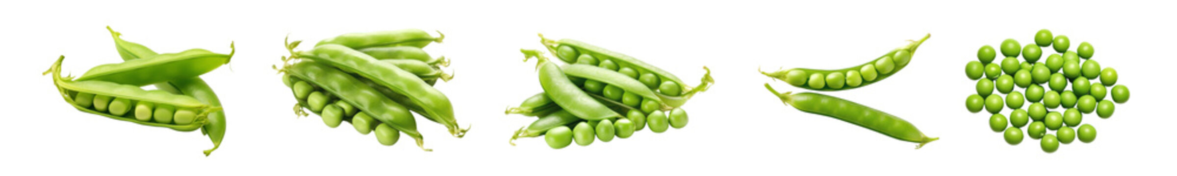 Green peas png element set on transparent background