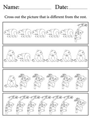Panda Puzzle. Printable Activity Page for Kids. Educational Resources for School for Kids. Kids Activity Worksheet. Find the Different Object