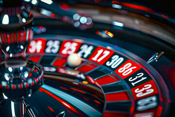 Image of roulette in a casino, exciting atmosphere of gambling..