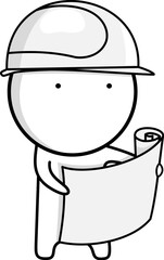 Builder reading the plan