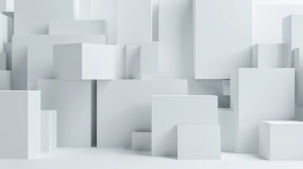 Geometric blocks on a white background, 3D render