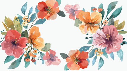 Watercolor floral frame Cartoon Vector style vector designs