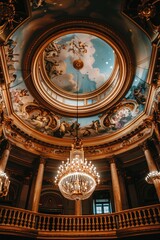 Fototapeta premium A chandelier hanging from the ceiling, suitable for interior design concepts