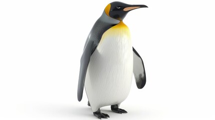Fototapeta premium An emperor penguin is isolated on white in a 3D illustration.
