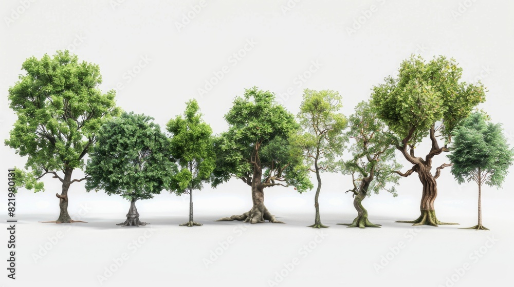 Poster A group of trees standing in a row. Suitable for nature and landscape concepts