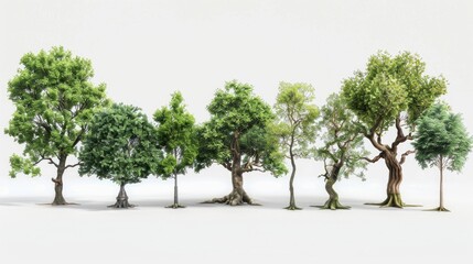 A group of trees standing in a row. Suitable for nature and landscape concepts
