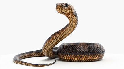 Naklejka premium Illustration of the King Cobra Snake, the world's longest venomous snake isolated on white background, King Cobra Snake, 3d rendering