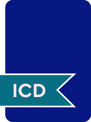 ICD File format icon  fill with label shape and contour