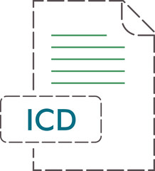 ICD file format icon Rounded dashed outline