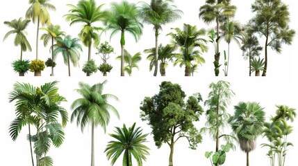 Obraz premium Animated jungle rain forest trees cutout 3d render in png format
