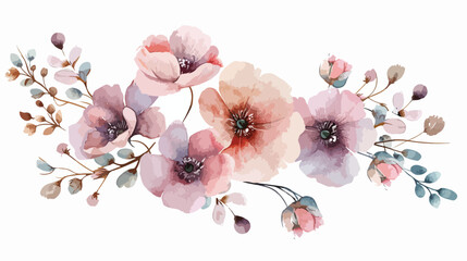 Watercolor flowers composition. Meadow bouquet  