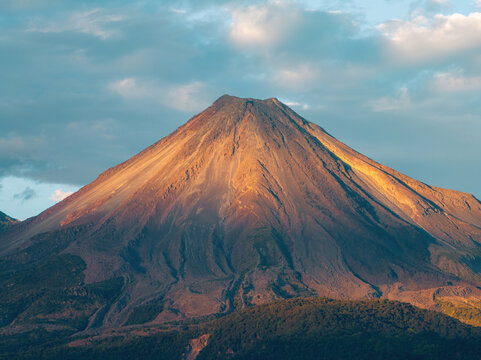 Scenic view of Colima's Volcano in Mexico at sunset