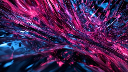 Fototapeta premium futuristic abstraction in black, blue and red colors, lava, explosion, glass
