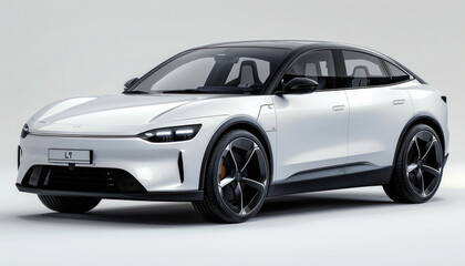 Obraz premium White city car standing on white background