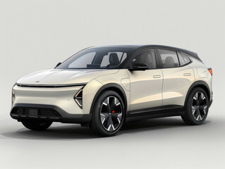 Fototapeta premium White city car standing on white background