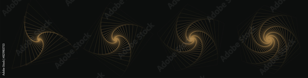 Aufkleber Art Deco Dynamic Geometric Shapes Hexagon Rhombus Square Triangle Ngon Polygon. Abstract Modern Graphic Design Elements. Colorful Gradient Blend Designs. Creative Vector Illustration.