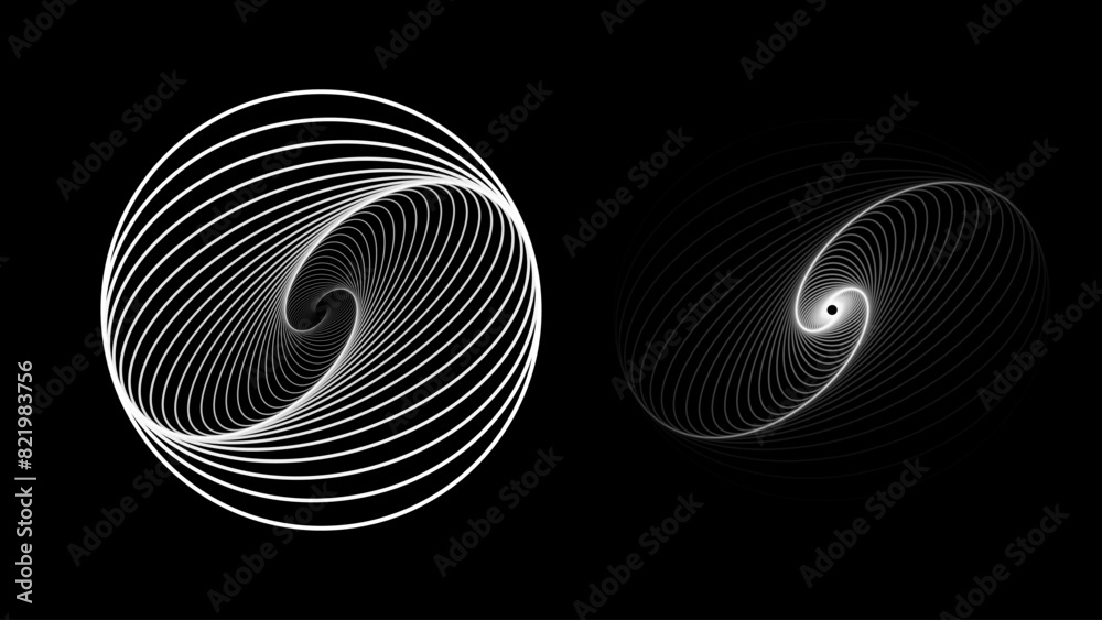 Leinwandbilder Abstract Circular Geometric Shape. Lines Circle Design. Round Dynamic Shape. Spiral Vector Illustration. Lines in Round Circle Form. Black and White Minimal Style Geometric Design.