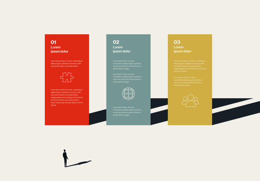 3 Step Infographics Template with Businessman Illustration