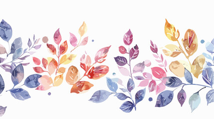 Watercolor leaves border banner for stationary greeting 