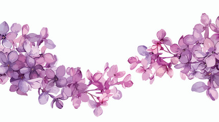 Watercolor lilac flowers. Hand drawing. Angled frame