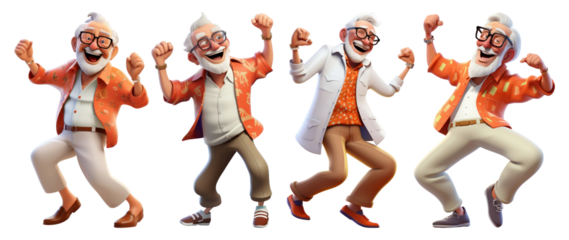 3d characters png element set on transparent background
