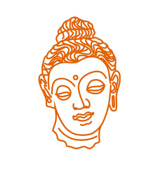 The lord buddha face illustration with line work. Art work