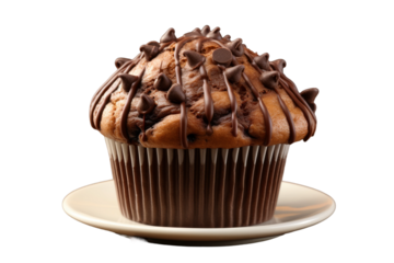 Decadent Delight: A Chocolate Muffins Temptation on a Clear PNG or White Background.