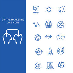 digital marketing vector lined  icons set , marketing icon vector design 