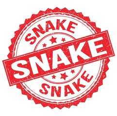 SNAKE text on red round stamp sign