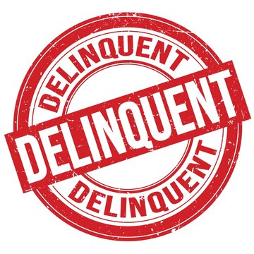DELINQUENT text written on red round stamp sign