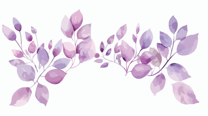Watercolor purple leaves frame for wedding birthday c