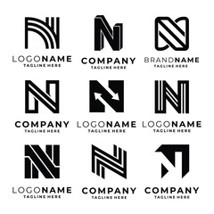 Set of N letter logo template vector