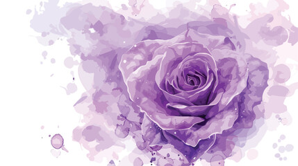 Watercolor purple rose flower with circles for weddin