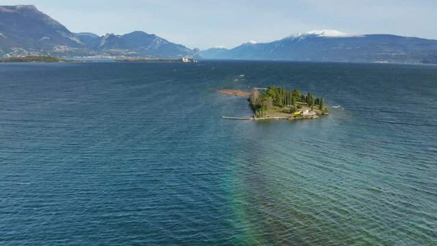 Elevated Splendor: Aerial View of Lake Garda in 4K UHD.