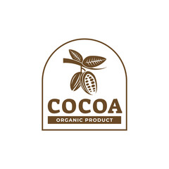 Vintage cocoa bean, cocoa plant logo icon vector template