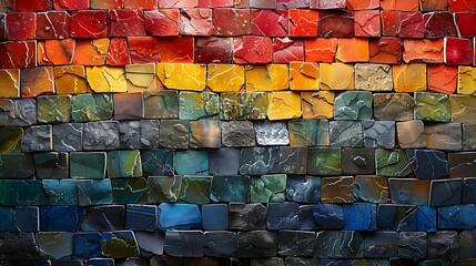 LGBTQ+ flag forming a part of a mosaic art piece